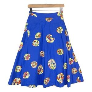 52 Conversations by Anthropologie Midi Skirt 0 Blue Ditzy Floral Patch Pockets